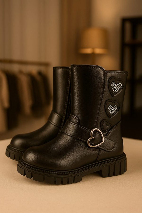 COSH 244014 BIKER BOOTS HEARTS BLACK