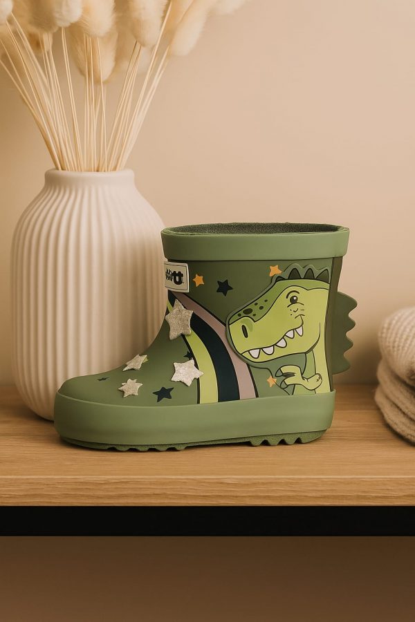 OSSH 112003 RAIN BOOTS DINOSAUR KHAKI
